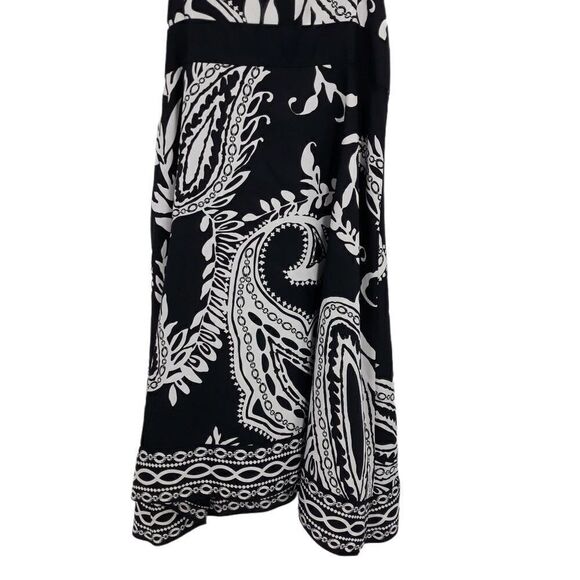 WHBM Strappy Halter Fit & Flare Paisley Print Party Dress Black White Sz M - Picture 9 of 9